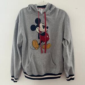 Original Mickey Mouse Embroidered Disneyland Hoodie Sweatshirt Adult Small Gray
